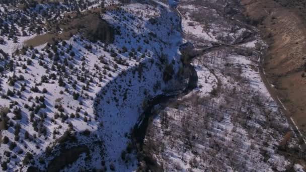 Aerial Video Warm Springs Bokning Vintern Oregon Usa — Stockvideo