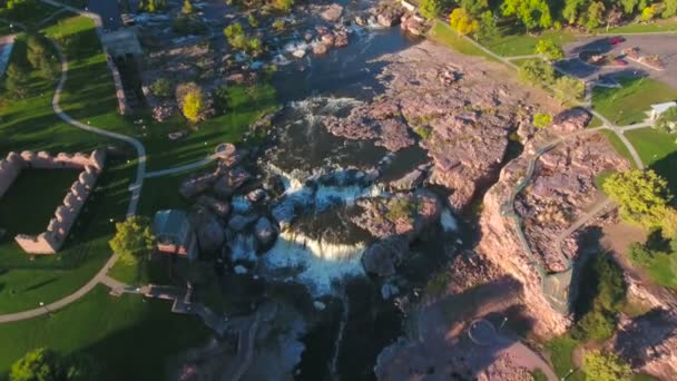 Luchtfoto Video Van Het Centrum Van Sioux Falls South Dakota — Stockvideo