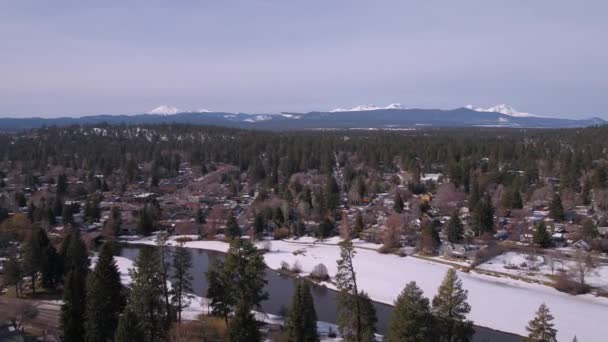 Letecké Video Města Bend Oregon Zimě — Stock video