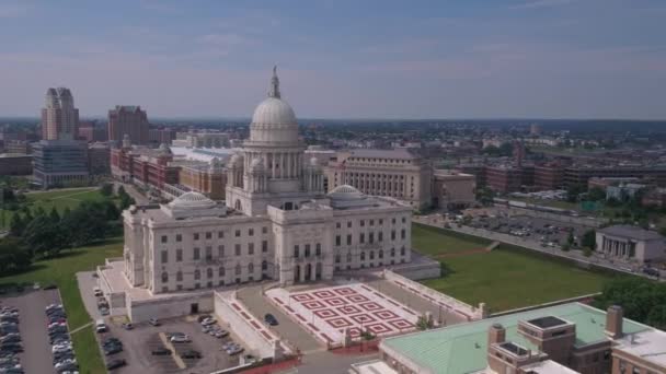 Aerial Video Downtown Providence Sunny Day — Stock Video