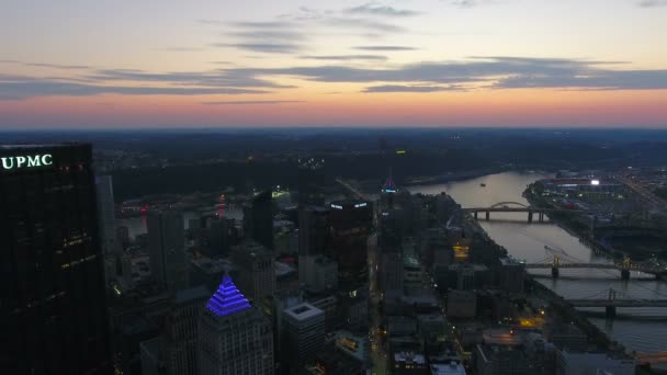 Aerial Video Downtown Pittsburgh Pennsylvania — Stockvideo