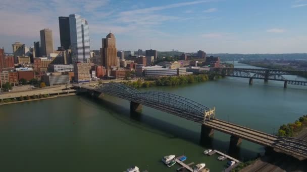 Vídeo Aéreo Centro Pittsburgh Pensilvânia — Vídeo de Stock