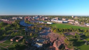 Güney Dakota'da Sioux şehir merkezinin hava video düşüyor.