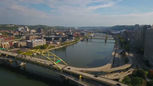 Vídeo Aéreo Del Centro Pittsburgh Pennsylvania — Vídeo de stock