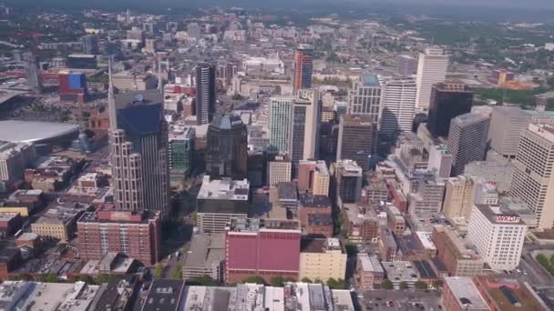 Aerial Video Downtown Nashville Sunny Day — Stock Video