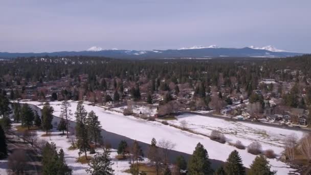 Aerial Video Bend City Oregon Winter — Stock Video