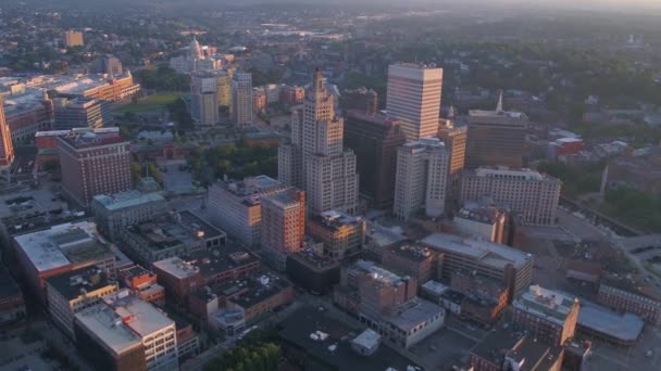 Aerial Video Downtown Providence Sunrise — Stock Video