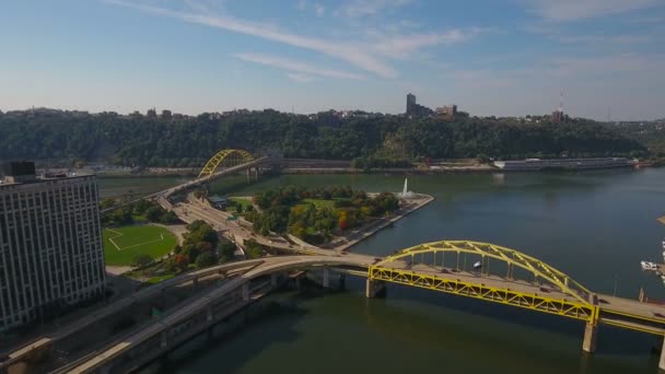 Vídeo Aéreo Del Centro Pittsburgh Pennsylvania — Vídeos de Stock