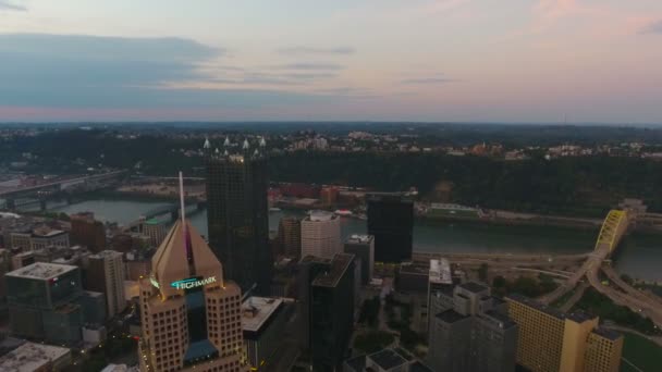 Vídeo Aéreo Del Centro Pittsburgh Pennsylvania — Vídeos de Stock