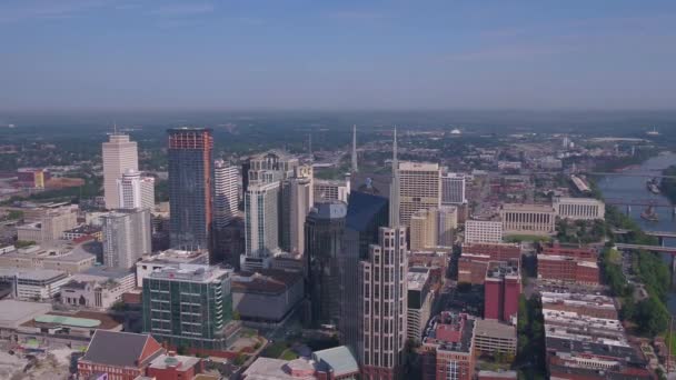 Aerial Video Downtown Nashville Sunny Day — Stock Video