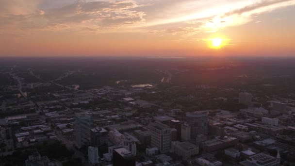 Luchtfoto Video Van Downtown Columbia Stad Bij Zonsondergang South Carolina — Stockvideo