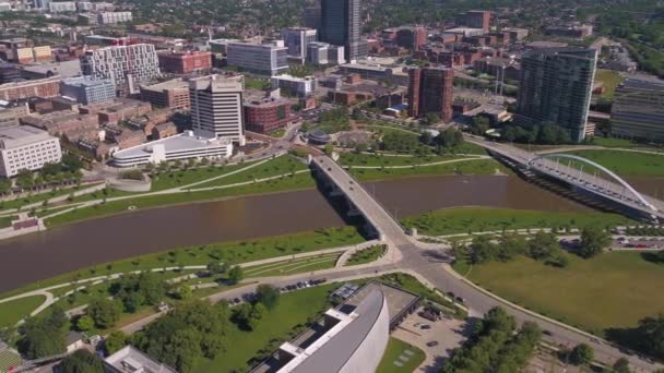 Vídeo Aéreo Centro Columbus Ohio Dia Ensolarado — Vídeo de Stock