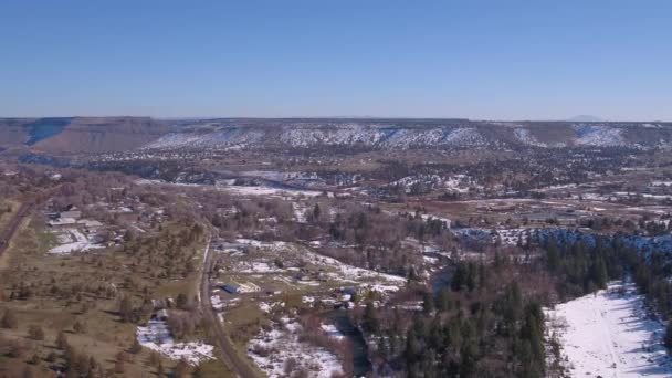 Lotnicze Wideo Rezerwacji Warm Springs Okresie Zimowym Oregon Stany Zjednoczone — Wideo stockowe