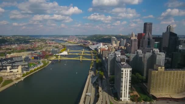 Luchtfoto Video Van Het Centrum Van Pittsburgh Pennsylvania — Stockvideo