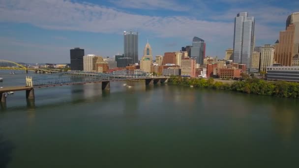 Vídeo Aéreo Del Centro Pittsburgh Pennsylvania — Vídeos de Stock