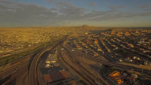 Aerial Video Downtown Paso Texas Mexikanska Gränsen — Stockvideo