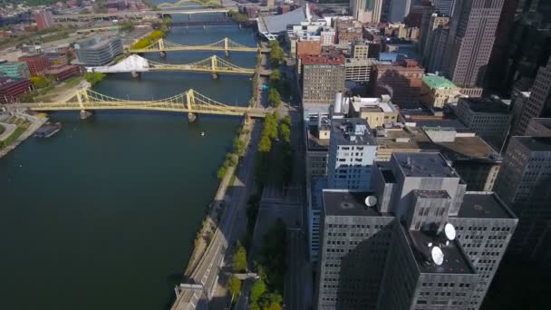 Vídeo Aéreo Del Centro Pittsburgh Pennsylvania — Vídeos de Stock