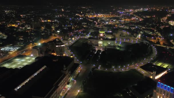 Luchtfoto Video Van Downtown Providence Stad Bij Nacht Rhode Island — Stockvideo