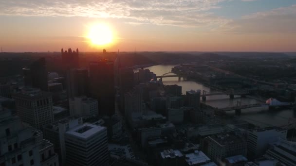 Vídeo Aéreo Centro Pittsburgh Pensilvânia — Vídeo de Stock