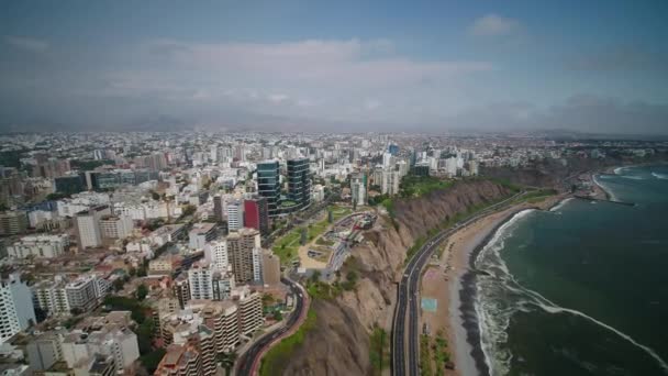 Vídeo Aéreo Del Centro Lima Perú Día Soleado — Vídeo de stock