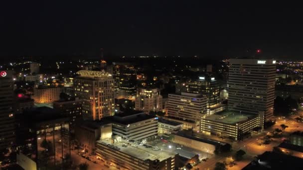 Luchtfoto Video Van Downtown Columbia City Nachts — Stockvideo
