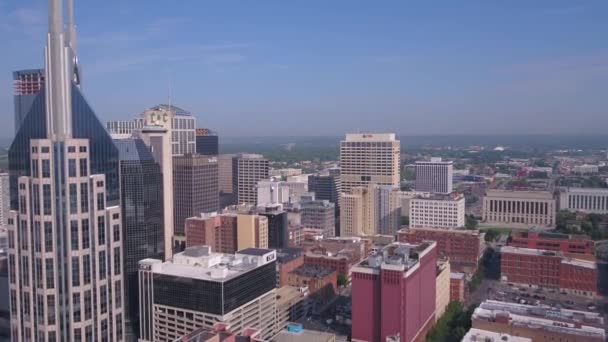 Luftbild Der Innenstadt Von Nashville Einem Sonnigen Tag — Stockvideo