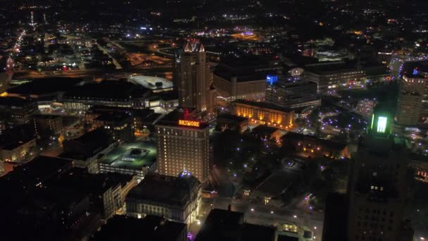 Luftbild Der Innenstadt Von Providence City Der Nacht Rhodineninsel — Stockvideo