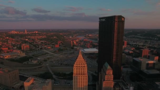Luchtfoto Video Van Het Centrum Van Pittsburgh Pennsylvania — Stockvideo