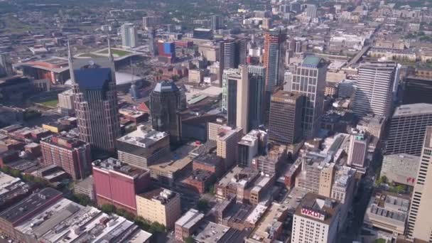 Aerial Video Downtown Nashville Sunny Day — Stock Video