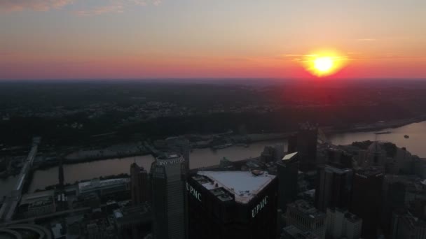 Luchtfoto Video Van Het Centrum Van Pittsburgh Pennsylvania — Stockvideo