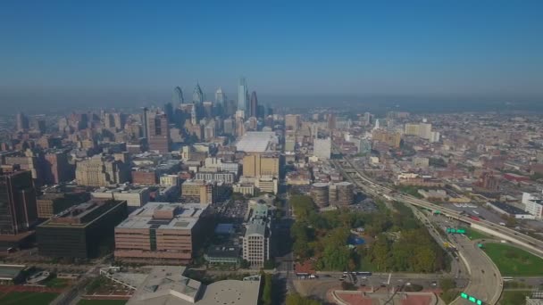 Luchtfoto Video Van Het Centrum Van Philadelphia Pennsylvania — Stockvideo