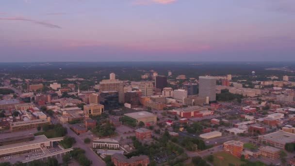 Antenowe Video Centrum Miasta Columbia Zachodzie Słońca Karolina Południowa — Wideo stockowe