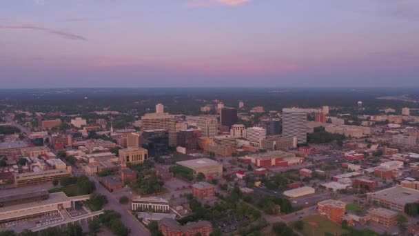 Luchtfoto Video Van Downtown Columbia Stad Bij Zonsondergang South Carolina — Stockvideo