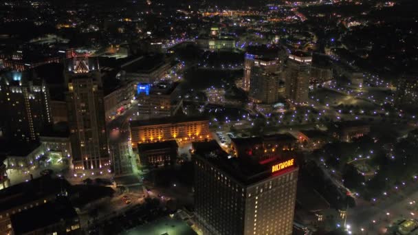 Luftbild Der Innenstadt Von Providence City Der Nacht Rhodineninsel — Stockvideo