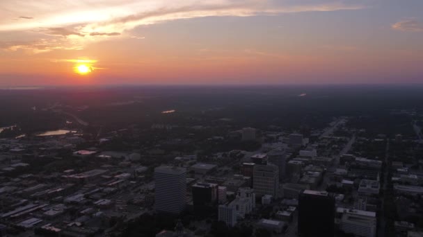 Luftbild Der Innenstadt Von Columbia Stadt Bei Sonnenuntergang South Carolina — Stockvideo