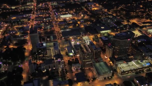 Luchtfoto Video Van Downtown Columbia City Nachts — Stockvideo