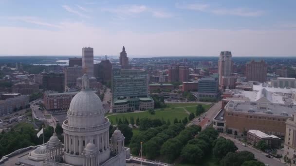 Aerial Video Downtown Providence Solig Dag — Stockvideo