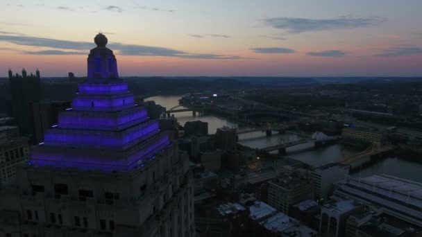 Vídeo Aéreo Del Centro Pittsburgh Pennsylvania — Vídeos de Stock