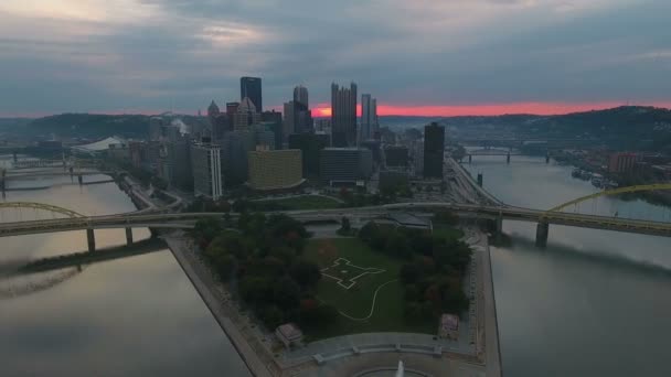 Vídeo Aéreo Centro Pittsburgh Pensilvânia — Vídeo de Stock