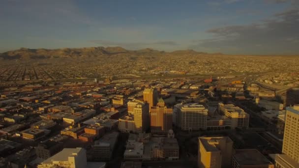 Luchtfoto Video Van Het Centrum Van Paso Texas Mexicaanse Grens — Stockvideo