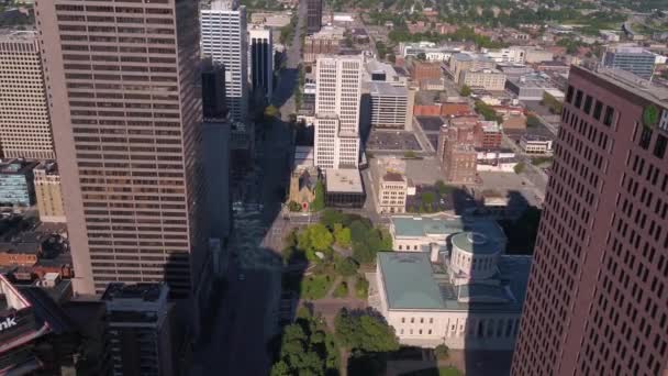 Aerial Video Downtown Columbus Ohio Sunny Day — Stock Video