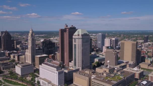 Vídeo Aéreo Del Centro Columbus Ohio Día Soleado — Vídeo de stock