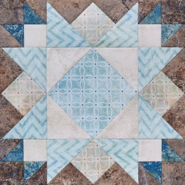 Kumaşlar, parçaları patchwork geometrik blok quil detay