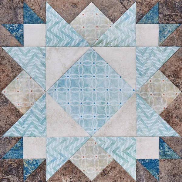 Kumaşlar, parçaları patchwork geometrik blok quil detay