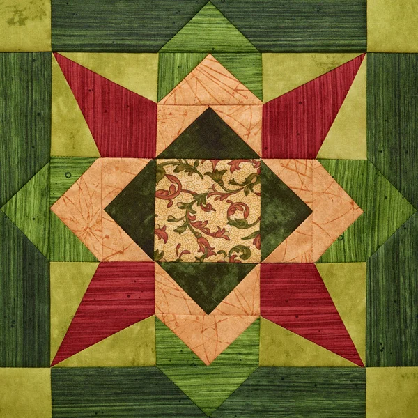 Jasně oranžová zelená geometrické patchwork blok od kusů fab — Stock fotografie
