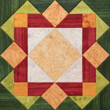 Kumaşlar, adet blok parlak turuncu yeşil geometrik patchwork yorgan detay