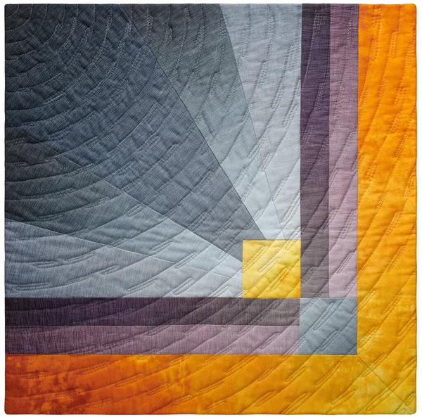 Gray and orange abstract geometric modern mini quilt — Stock Photo, Image