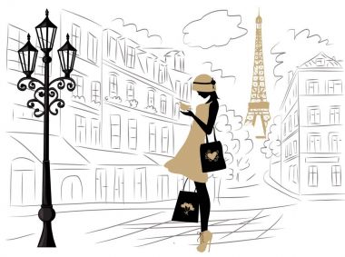 Paris 'te Eyfel Kulesi' nde Kız