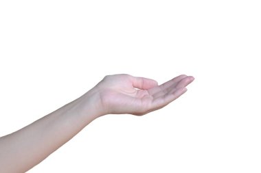 Sol el beyaz arkaplanda izole et 