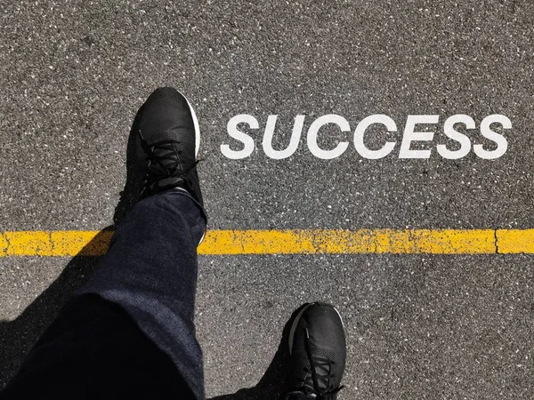 A man and the finish line background concept,success concept — Stock Photo, Image